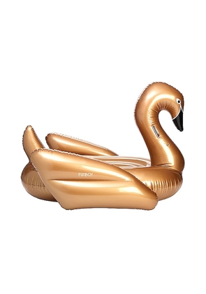 FUNBOY Inflatable Swan Pool Float in Metallic Gold.