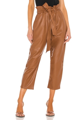 Commando Faux Leather Paperbag Pant in Brown. Size XS.