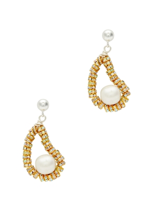 Pearl Octopuss. y Tiny Oyster Embellished Drop Earrings - Gold