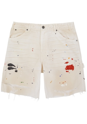 Gallery Dept. Flea Paint-splatter Distressed Denim Shorts - Off White - W30 (W30 / S)