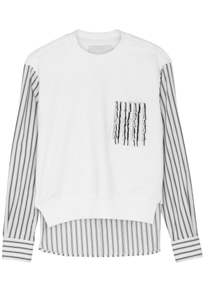 3.1 Phillip Lim Striped Panelled Cotton Sweatshirt - White - M (UK12 / M)