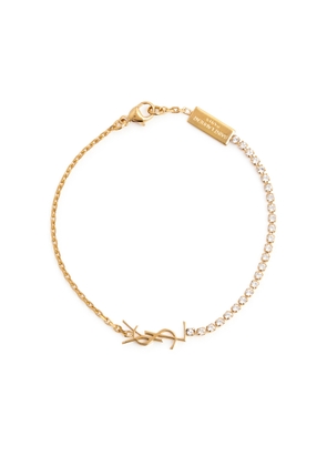 Saint Laurent Cassandre Crystal-embellished Logo Bracelet - Gold