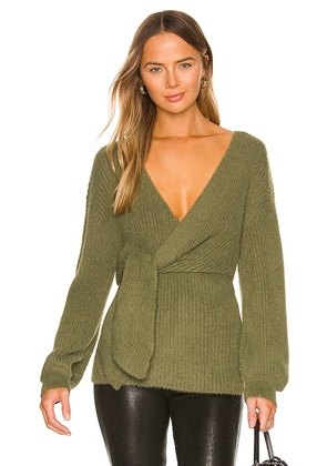 House of Harlow 1960 x REVOLVE Khalida Wrap Sweater in Olive. Size S, XS.
