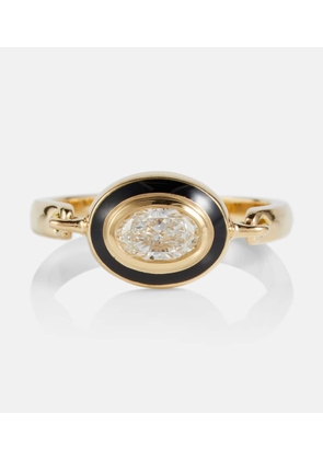 Melissa Kaye Lenox Reign 18kt gold ring with enamel and diamonds
