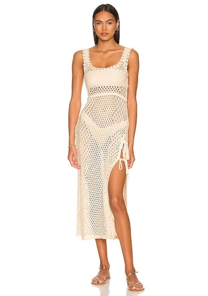 Camila Coelho Athena Crochet Dress in Ivory. Size L, XS, XXS.