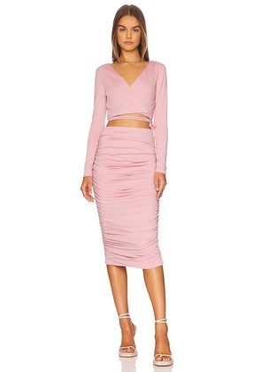 ALL THE WAYS Valerie Midi Skirt Set in Pink. Size XS.