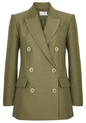 Zimmermann Tranquility Double-breasted Wool-blend Blazer - Olive - 0 (UK 8 / S)