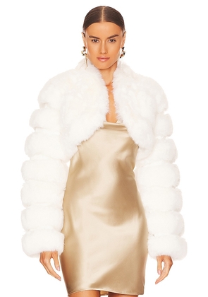 Adrienne Landau Faux Fox Fur Short Jacket in White. Size S.