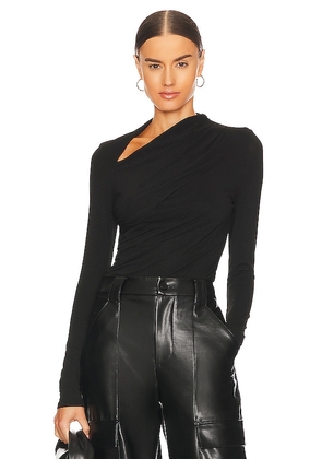 Enza Costa Lurex Jersey Slash Top in Black. Size XS.
