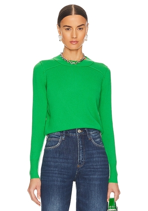 Autumn Cashmere Cropped Reversed Seams Crewneck in Green. Size XL, XS.