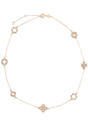 Tory Burch Kira Clover Pavé 18kt Gold-plated Necklace