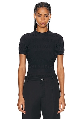 Balenciaga Short Sleeve Crewneck Sweater in Black - Black. Size L (also in M, S, XS).