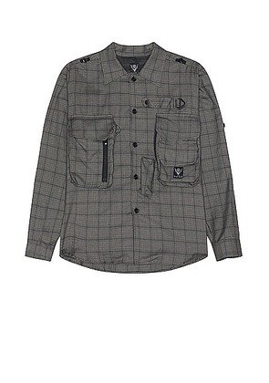South2 West8 Tenkara Trout Shirt Per Glen Plaid in B-Grey - Grey. Size L (also in M, S, XL/1X).