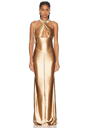 retrofete Charity Dress in Gold - Metallic Gold. Size L (also in M, S, XL, XS).