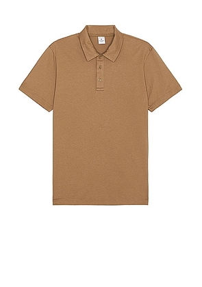 Reigning Champ Lightweight Jersey Polo in Clay - Grey. Size L (also in S, XL/1X).