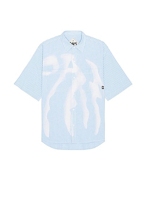 P.A.M. Perks and Mini Cadence Boxy Short Sleeve Shirt in Blue Stripe - Baby Blue. Size L (also in M, XL/1X).