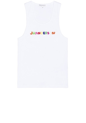 JW Anderson Logo Embroidery Tank in White - White. Size L (also in M, S, XL/1X).
