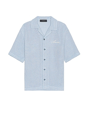 Amiri Open Shimmer Shirt in Ashley Blue - Blue. Size L (also in M, S, XL/1X).