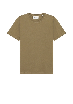 FRAME Logo Short Sleeve Tee in Olive. Size S, XL/1X.