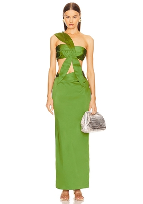 Cult Gaia Sharlena Gown in Green. Size L, S.