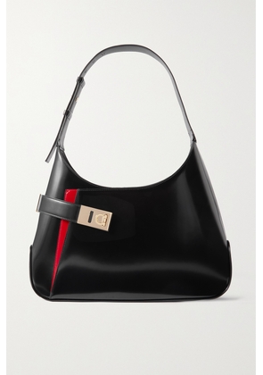 Ferragamo - Embellished Paneled Glossed-leather Shoulder Bag - Black - One size