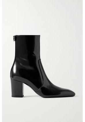 SAINT LAURENT - Betty Buckled Glossed-leather Knee Boots - Black - EU 36,EU 37,EU 38,EU 38.5,EU 39,EU 39.5,EU 40,EU 41,EU 42