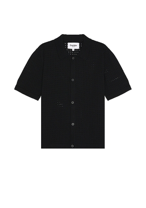 Corridor Pointelle Button Down Shirt in Black. Size M, S, XL/1X.