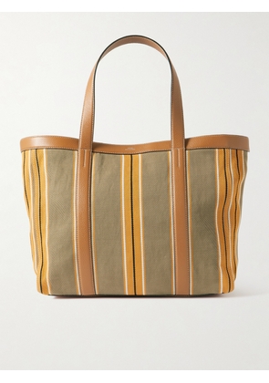 TOTEME - Large Leather-trimmed Striped Canvas Tote - Neutrals - One size