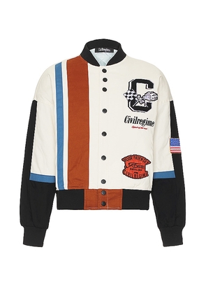 Civil Regime Rose Dealer Racing Jacket in Cream. Size L, S.