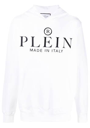Philipp Plein logo-print pullover hoodie - White