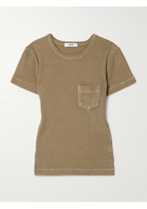 AGOLDE - Arlo Ribbed Jersey T-shirt - Brown - x small,small,medium,large,x large