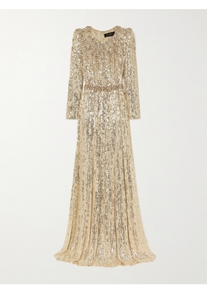 Jenny Packham - Georgia Embellished Sequined Tulle Gown - Gold - UK 6,UK 8,UK 10,UK 12,UK 14,UK 16,UK 18,UK 20
