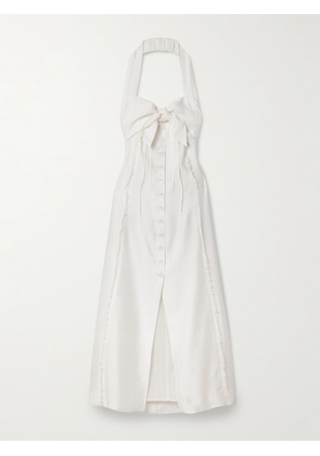 Cult Gaia - Brylie Frayed Tencel™ Lyocell-blend Halterneck Midi Dress - Off-white - x small,small,medium,large