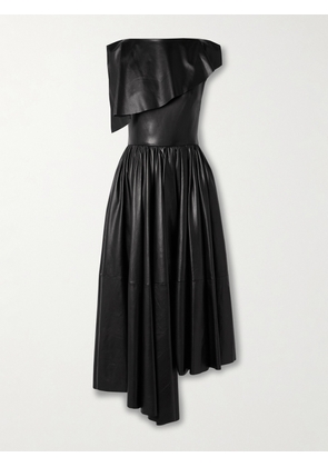 Salon 1884 - + Net Sustain Cela Asymmetric Pleated Leather Midi Dress - Black - FR34,FR36,FR38