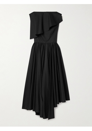 Salon 1884 - + Net Sustain Evanne Asymmetric Pleated Cotton-poplin Midi Dress - Black - FR34,FR36,FR38,FR40,FR42,FR44