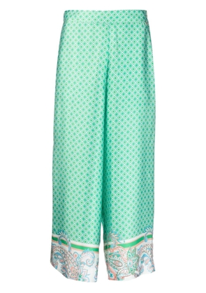LIU JO satin-finish printed cropped trousers - Green