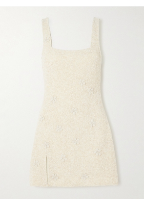 STAUD - Le Sable Appliquéd Beaded Stretch-tulle Mini Dress - Ivory - x small,small,medium,large,x large