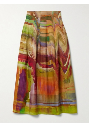 Ulla Johnson - Alessandra Pleated Printed Linen-blend Maxi Skirt - Multi - US2,US4,US6