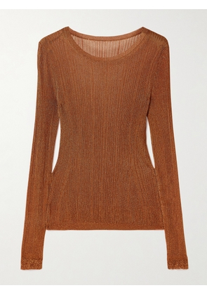 Ulla Johnson - Diana Metallic Ribbed Stretch-knit Top - x small,small,medium,large
