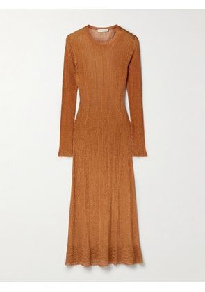 Ulla Johnson - Simone Metallic Ribbed-knit Midi Dress - x small,small,medium,large