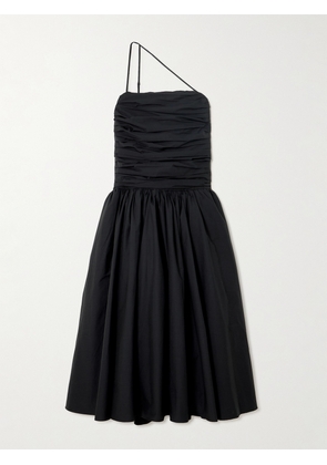 Abadia - Laana Gathered Cotton-blend Poplin Midi Dress - Black - x small,small,medium,large,x large