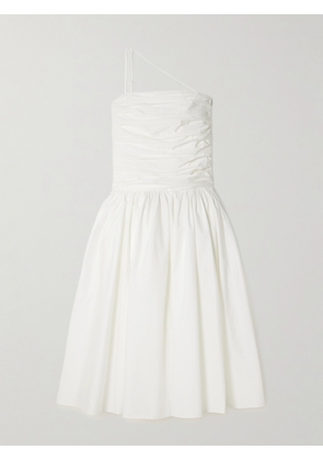 Abadia - Laana Gathered Cotton-blend Poplin Midi Dress - White - x small,small,medium,large,x large
