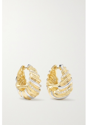 Yvonne Léon - 9-karat Yellow And White Gold Diamond Hoop Earrings - One size