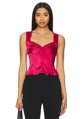 MORE TO COME Mina Bustier Top in Red. Size L, S, XL, XS, XXS.