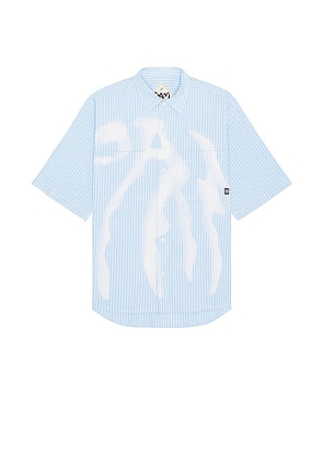 P.A.M. Perks and Mini Cadence Boxy Short Sleeve Shirt in Baby Blue. Size M, XL/1X.