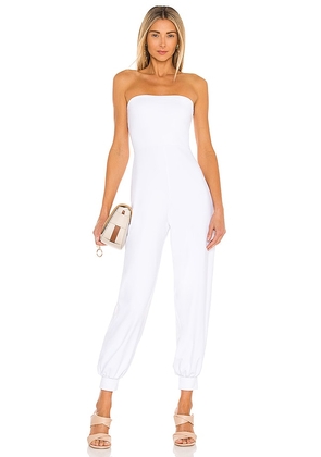 Susana Monaco Strapless Cuffed Ankle Jumpsuit in White. Size L, XL, XS.