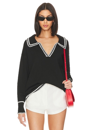 SNDYS Arlington Collared Sweater in Black. Size M, S, XL, XS, XXS.