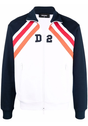 Dsquared2 appliqué-logo zip-up sweatshirt - White