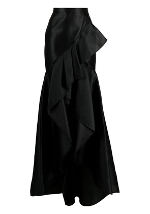 Gemy Maalouf ruffled-detailing jacquard maxi skirt - Black