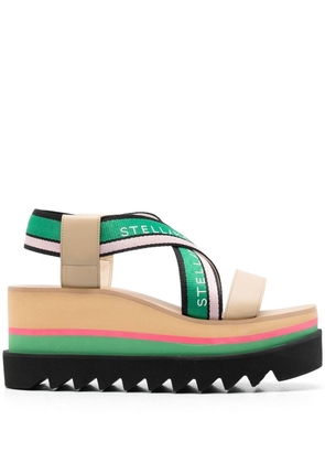 Stella McCartney Sneak-Elyse striped platform sandals - Neutrals